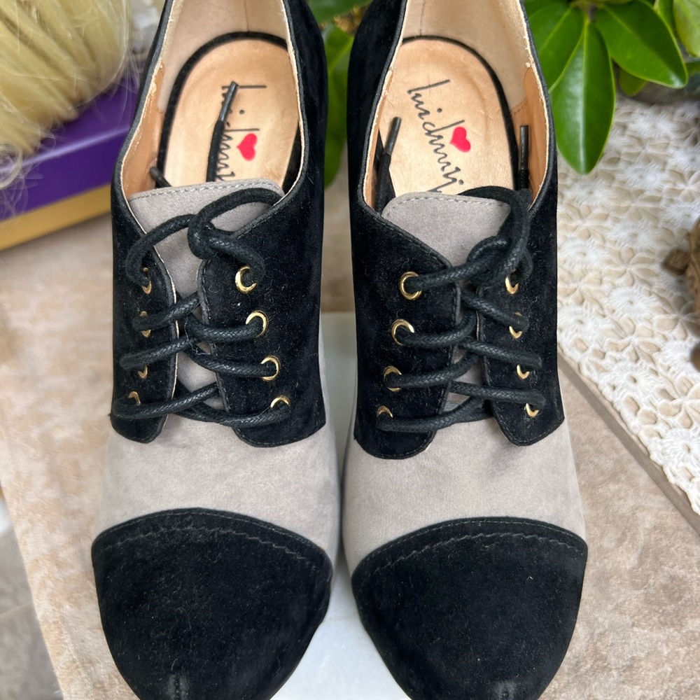 Luichiny Black and Gray Platform Heels so sexy! 7 1/2